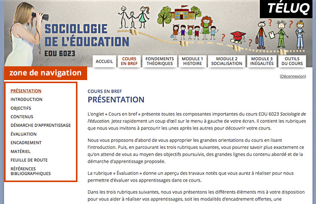 La zone de navigation